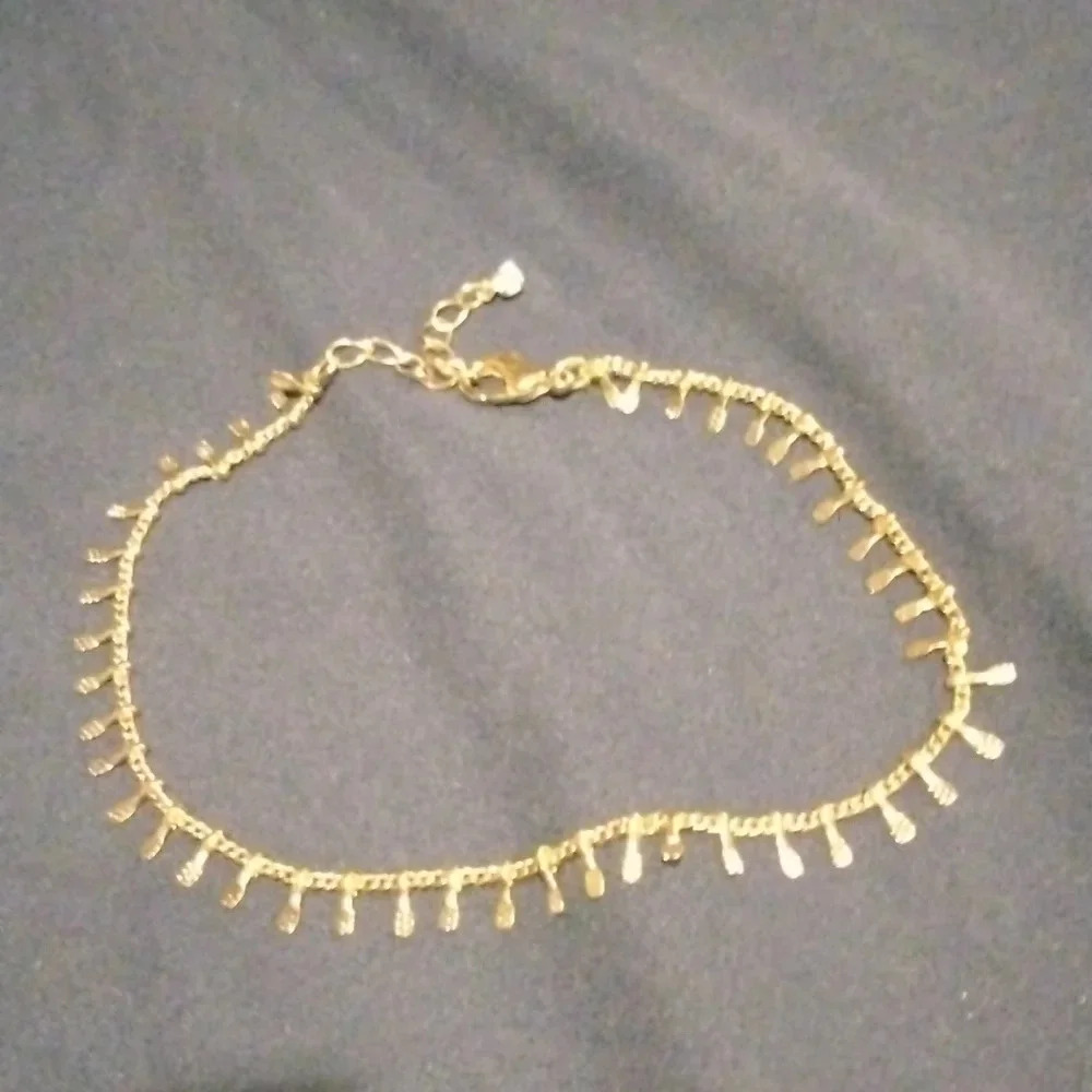 14K plated textured dangle Anklet 😍 - Picture 2 of 9